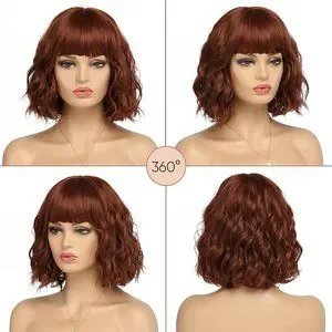 Hair | 12 Inche Women Synthetic Short Auburn Dark Ginger Bob  display picture 1